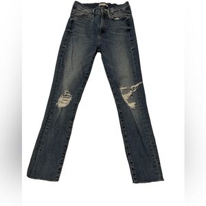 Good American Good Waist Distressed Skinny Cropped Jeans
